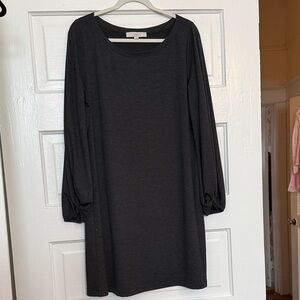 LOFT Dark Charcoal Long-Sleeve Shift Dress
